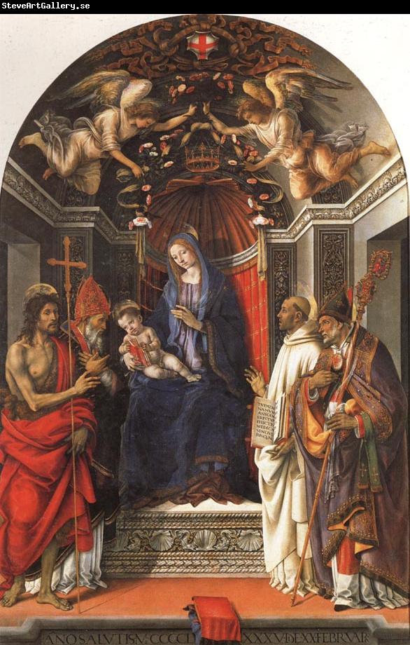 Filippino Lippi Madonna and Child Enthroned with SS.John the Baptist,Victor,Ber-nard,and Zenbius